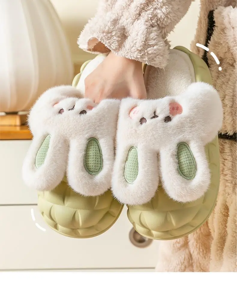 Detachable Cotton Slippers Women's Autumn and Winter Thick Bottom Indoor Home Cute Non-Slip Fleece-Lined Warm Men's Cotton Slippers for Winter — feature 7