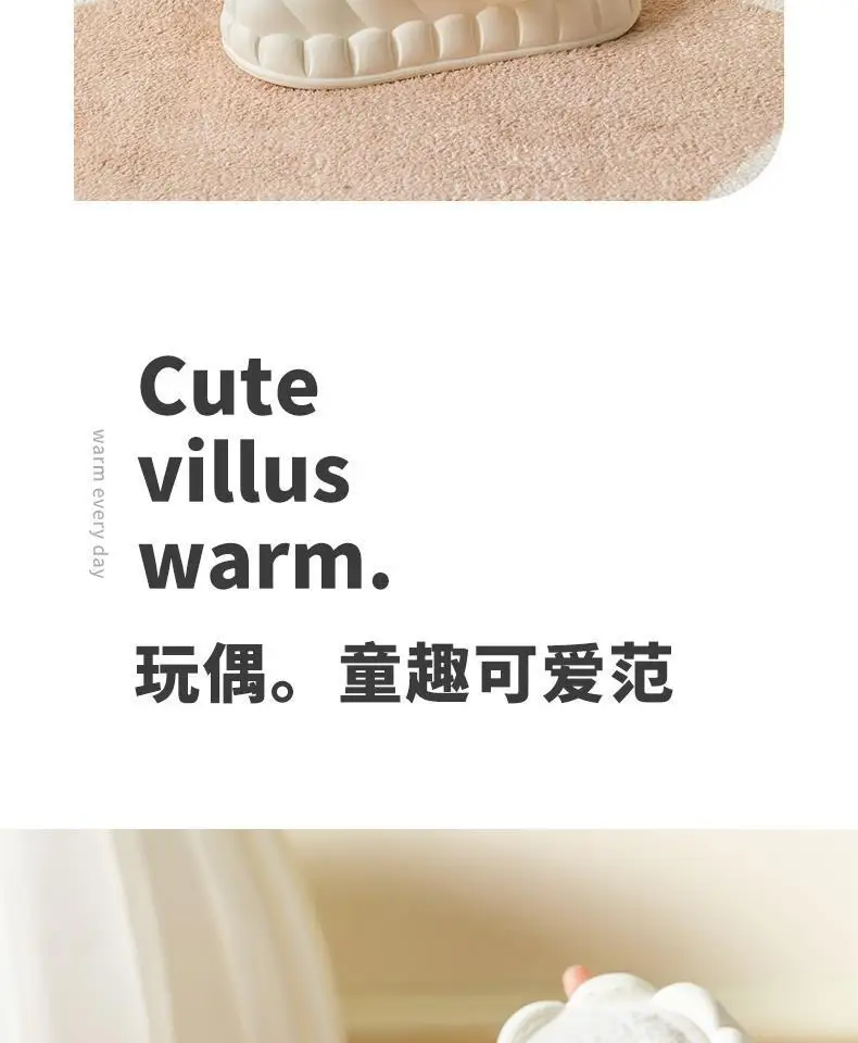Detachable Cotton Slippers Women's Autumn and Winter Thick Bottom Indoor Home Cute Non-Slip Fleece-Lined Warm Men's Cotton Slippers for Winter — feature 9