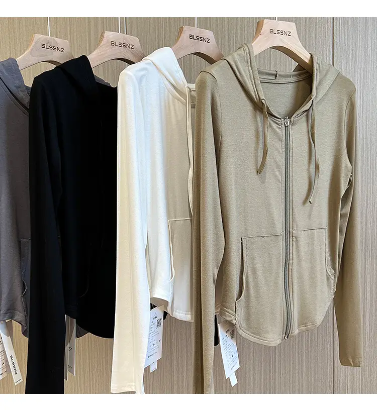 Women Retro Hooded Long Sleeve Zipper T-Shirt — feature 12