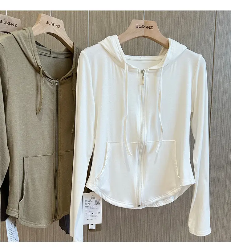 Women Retro Hooded Long Sleeve Zipper T-Shirt — feature 13