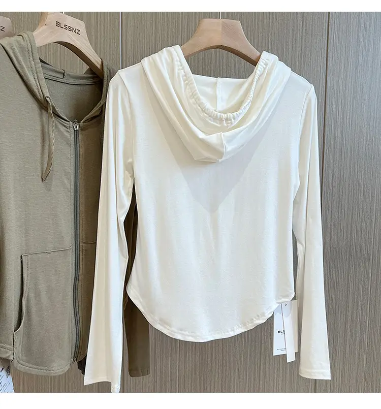 Women Retro Hooded Long Sleeve Zipper T-Shirt — feature 14