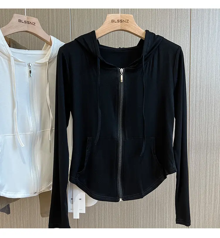 Women Retro Hooded Long Sleeve Zipper T-Shirt — feature 16