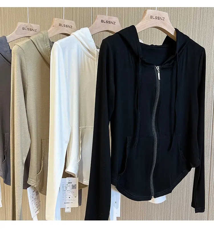 Women Retro Hooded Long Sleeve Zipper T-Shirt — feature 17