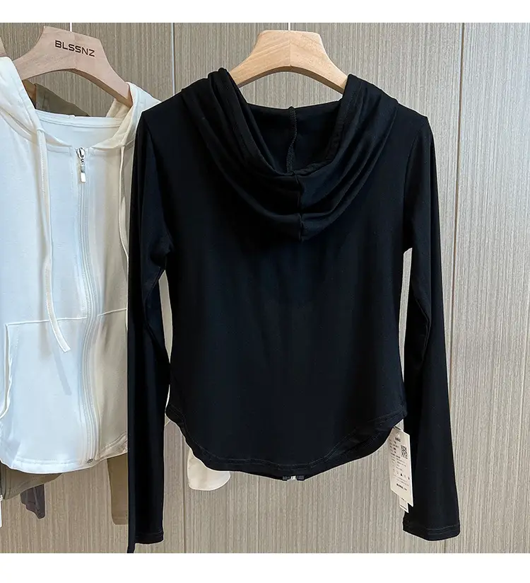 Women Retro Hooded Long Sleeve Zipper T-Shirt — feature 18