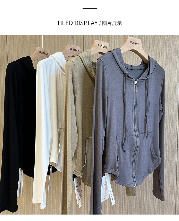 Women Retro Hooded Long Sleeve Zipper T-Shirt — feature 5