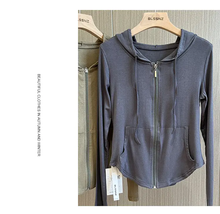 Women Retro Hooded Long Sleeve Zipper T-Shirt — feature 6
