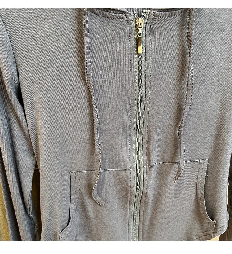 Women Retro Hooded Long Sleeve Zipper T-Shirt — feature 8