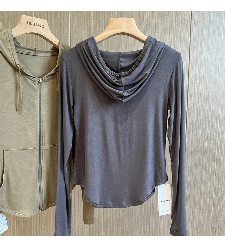 Women Retro Hooded Long Sleeve Zipper T-Shirt — feature 9
