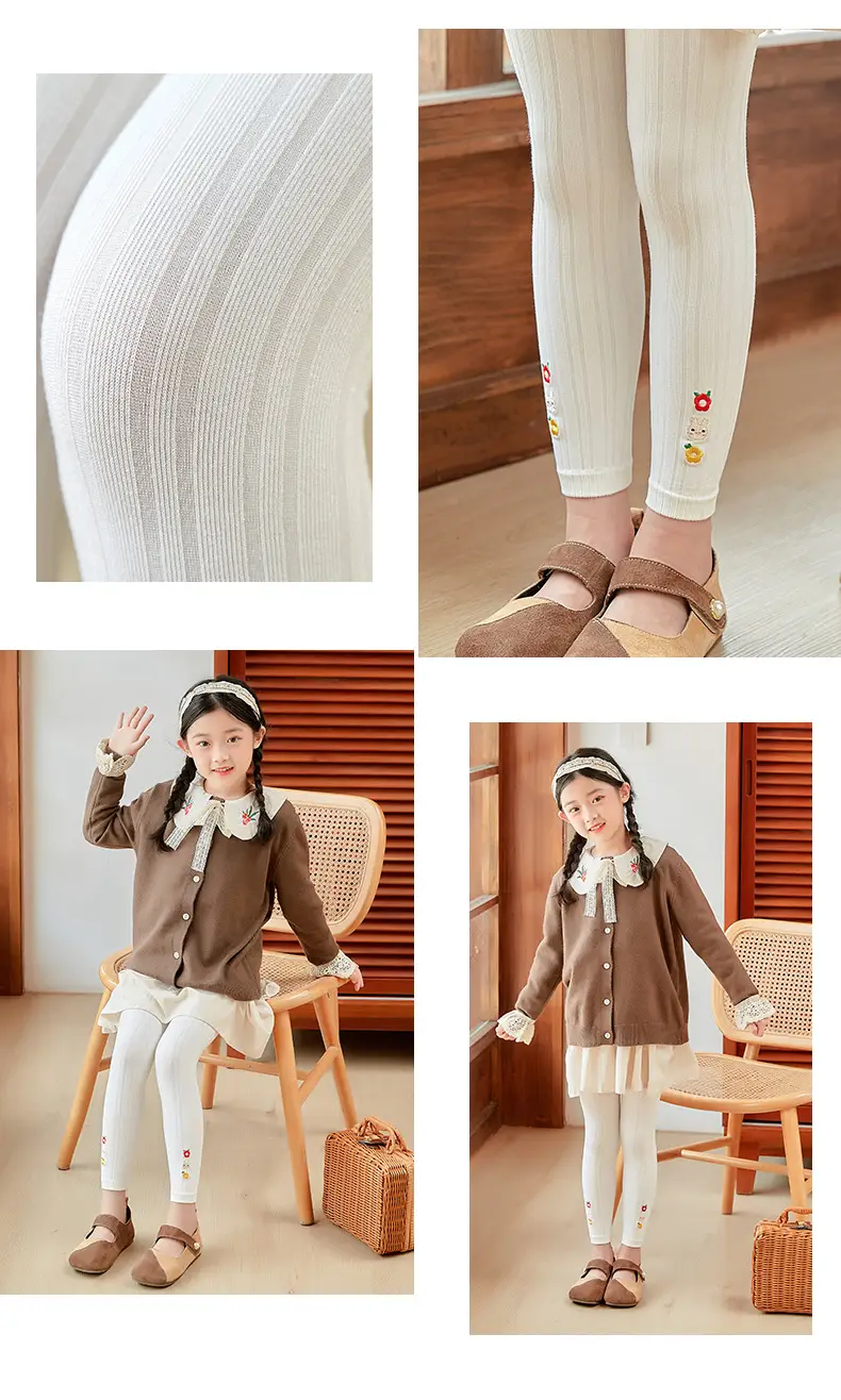 Girls Velvet Leggings Autumn Winter White Nine Point Pantyhose — feature 17