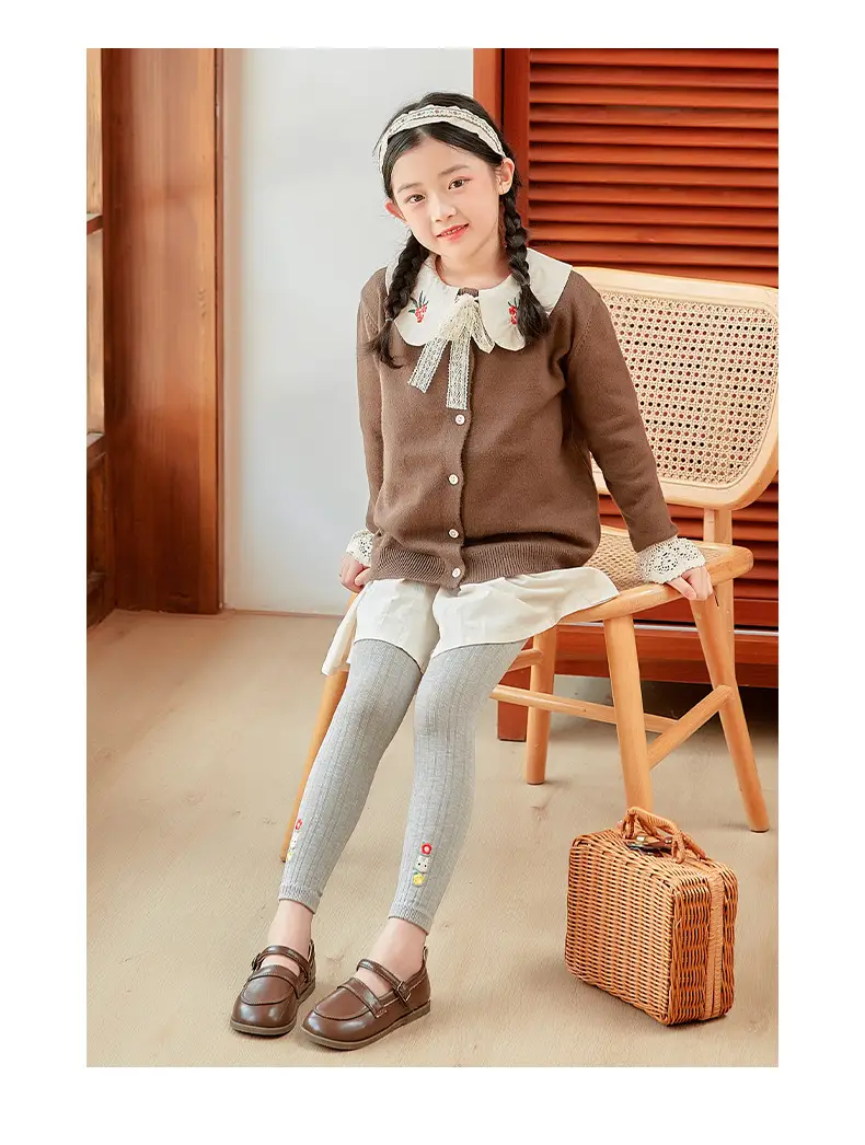 Girls Velvet Leggings Autumn Winter White Nine Point Pantyhose — feature 20