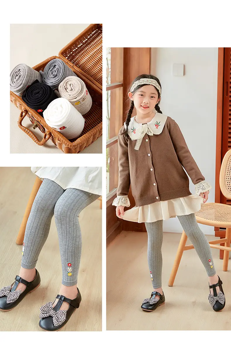 Girls Velvet Leggings Autumn Winter White Nine Point Pantyhose — feature 23