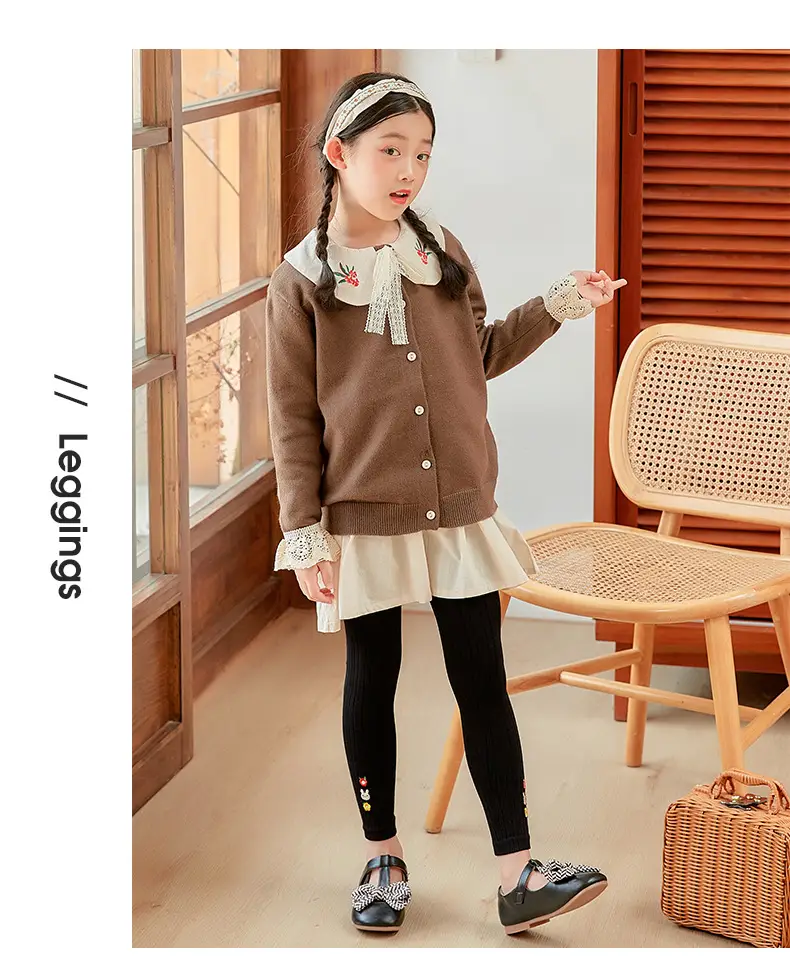 Girls Velvet Leggings Autumn Winter White Nine Point Pantyhose — feature 26