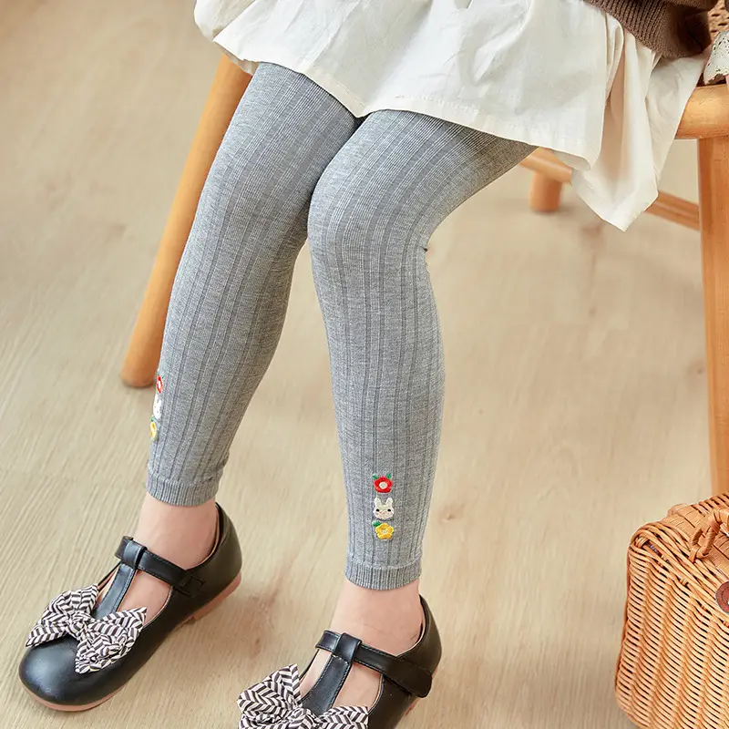 Girls Velvet Leggings Autumn Winter White Nine Point Pantyhose - Image 2
