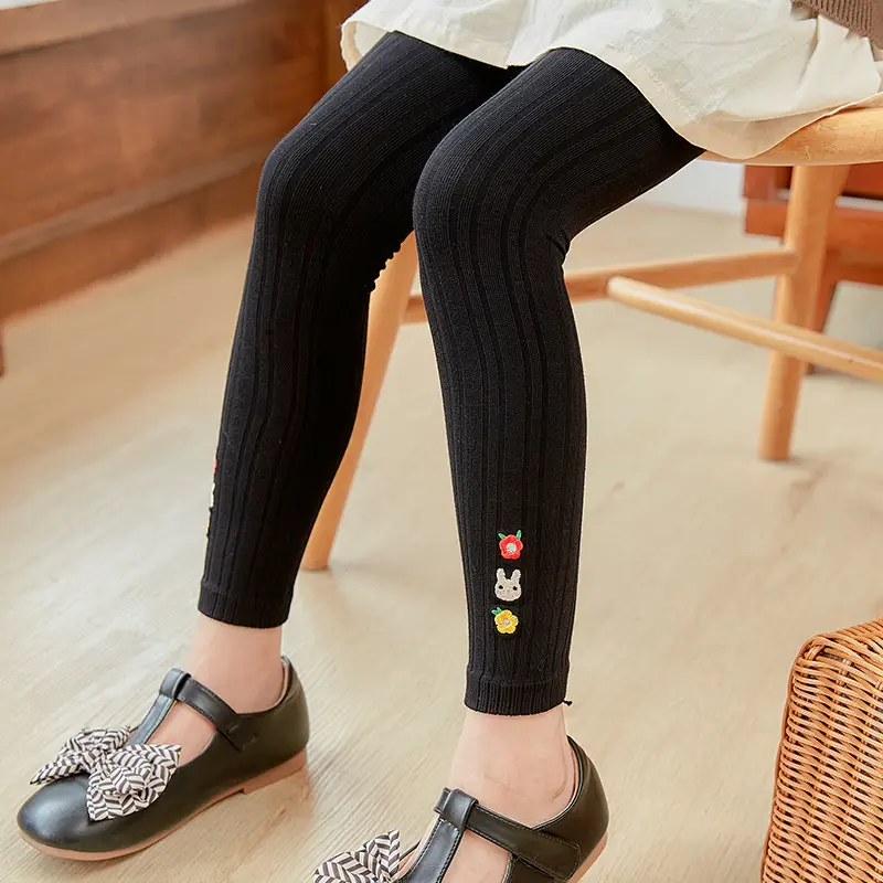 Girls Velvet Leggings Autumn Winter White Nine Point Pantyhose - Image 3