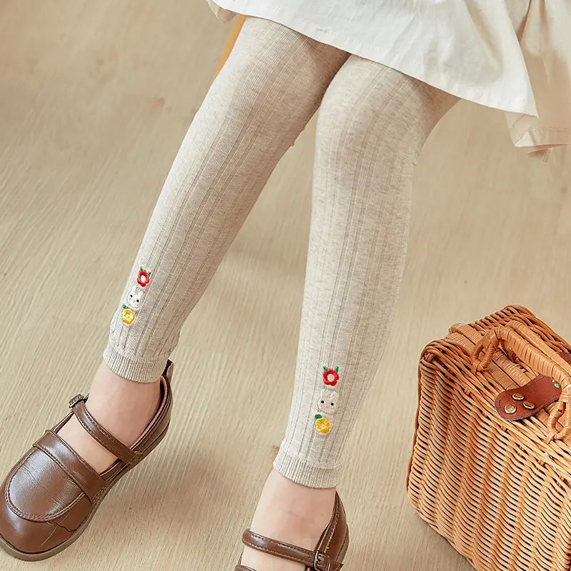 Girls Velvet Leggings Autumn Winter White Nine Point Pantyhose - Image 4