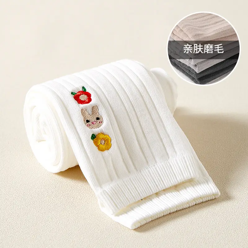 Girls Velvet Leggings Autumn Winter White Nine Point Pantyhose - Image 5
