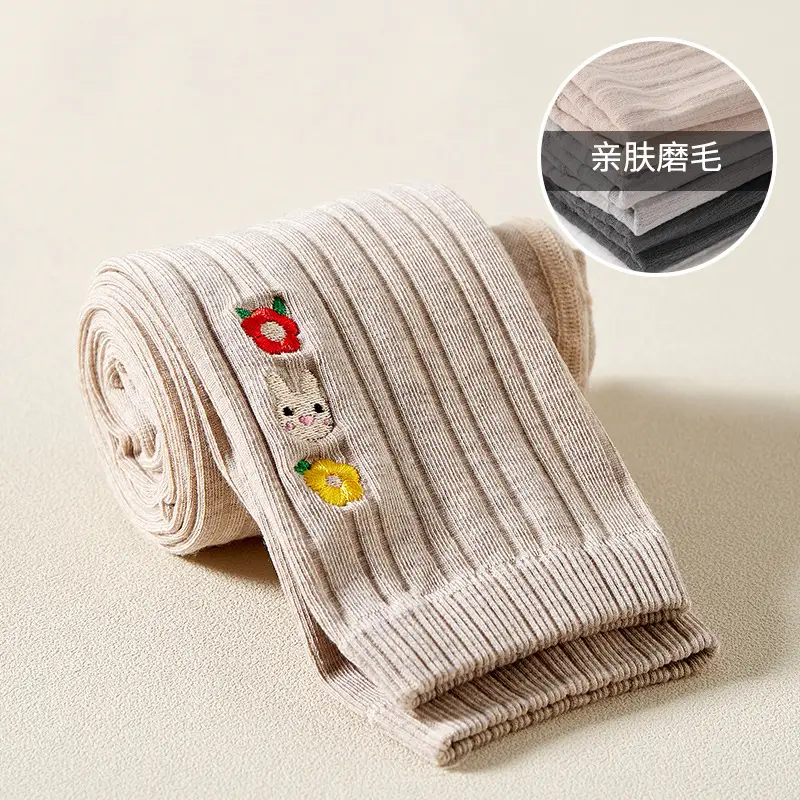Girls Velvet Leggings Autumn Winter White Nine Point Pantyhose - Image 8