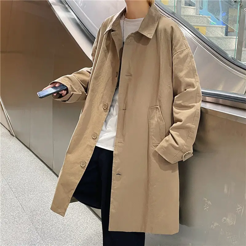 Mid-Length Japanese Style Men's Coat Autumn Wear - Image 4