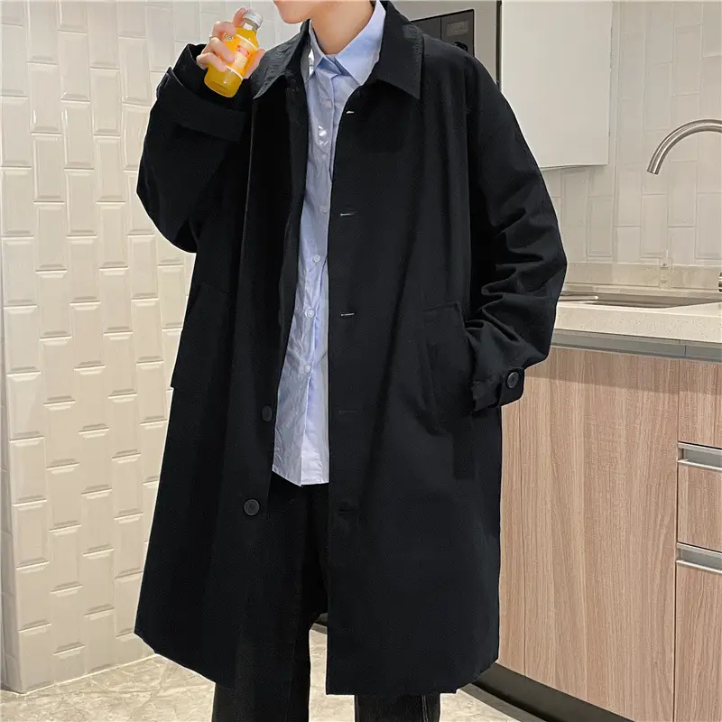 Mid-Length Japanese Style Men's Coat Autumn Wear - Image 5