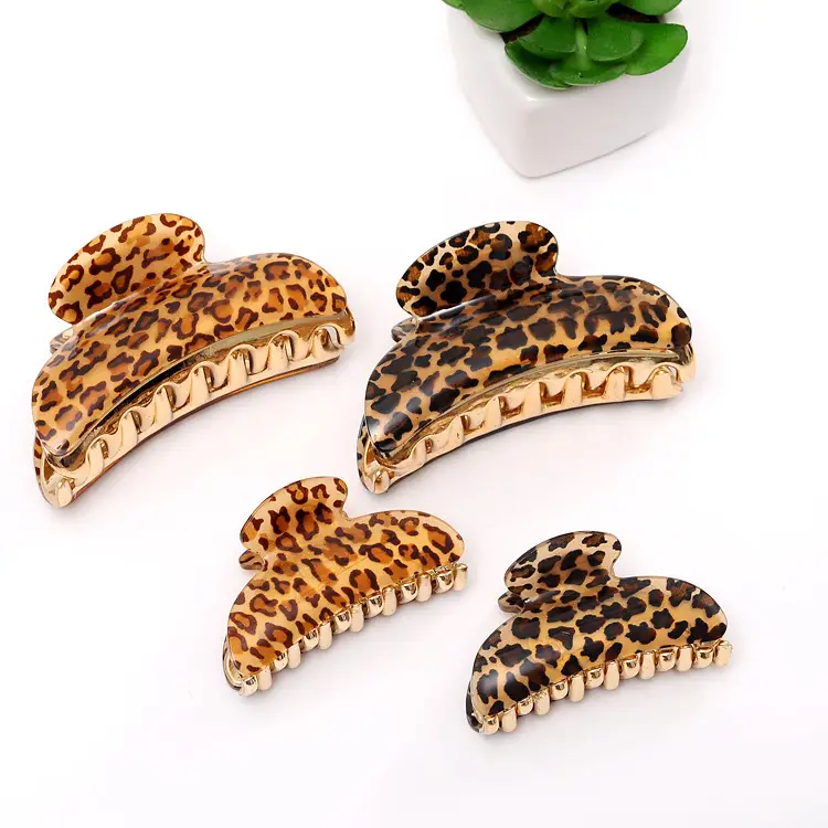 Leopard Print Acrylic Hair Clips for Women - Image 2