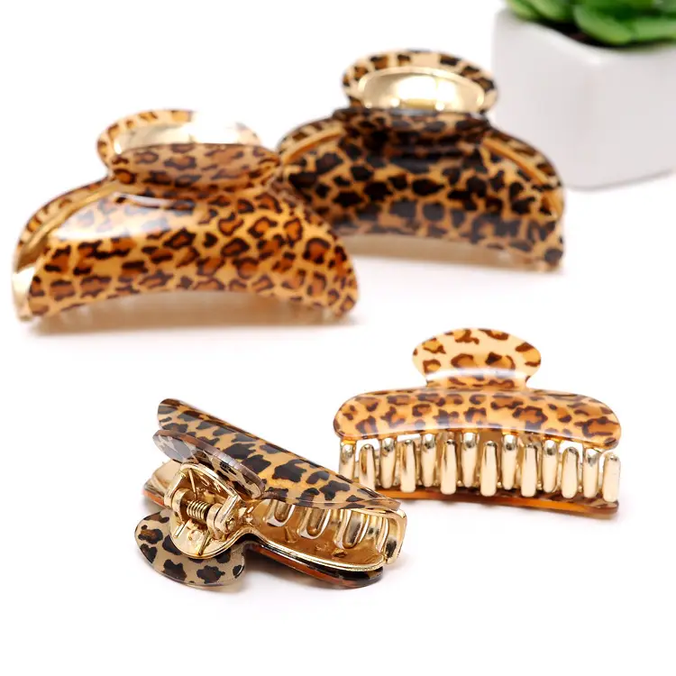 Leopard Print Acrylic Hair Clips for Women - Image 3