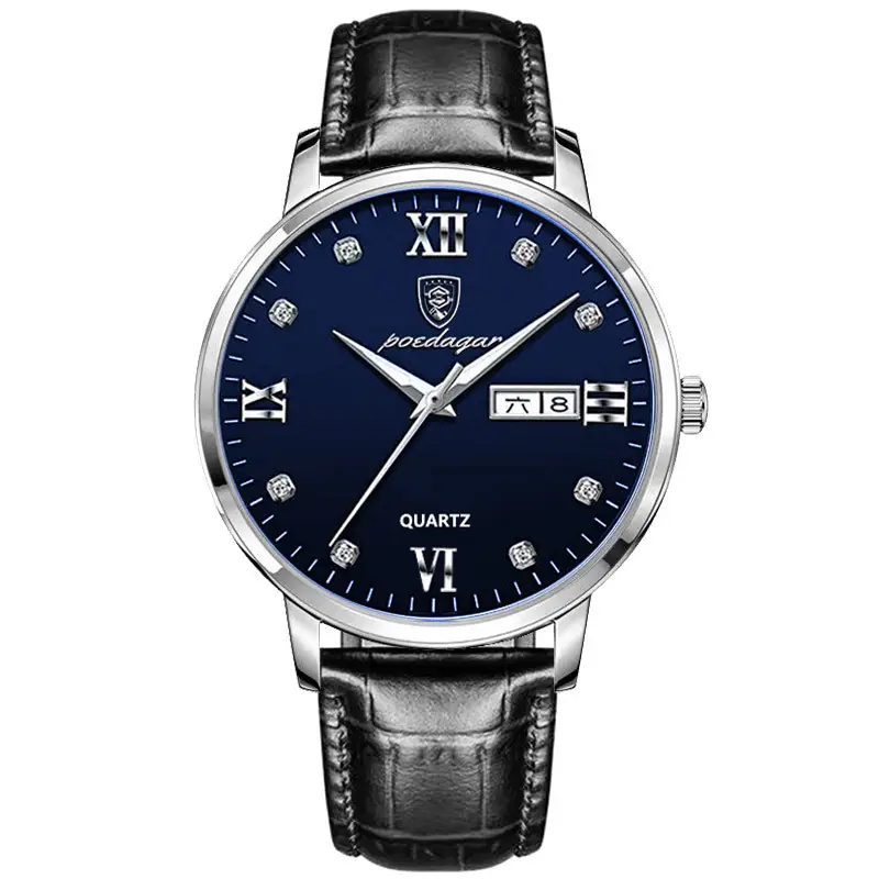 Men's Swiss Watch with Calendar & Brown Leather Band - Image 5