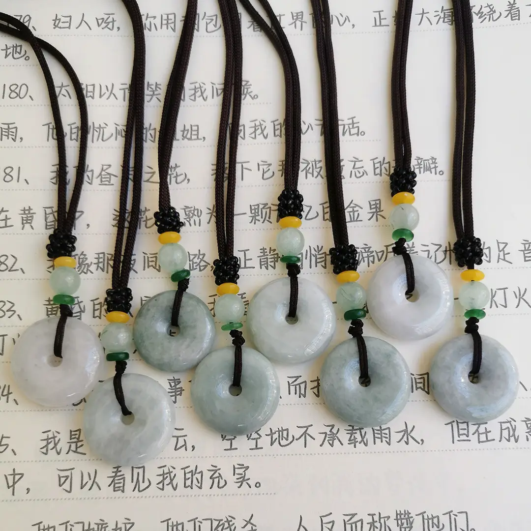 Oil Green Jade Peace Buckle Pendant Necklace - Image 6