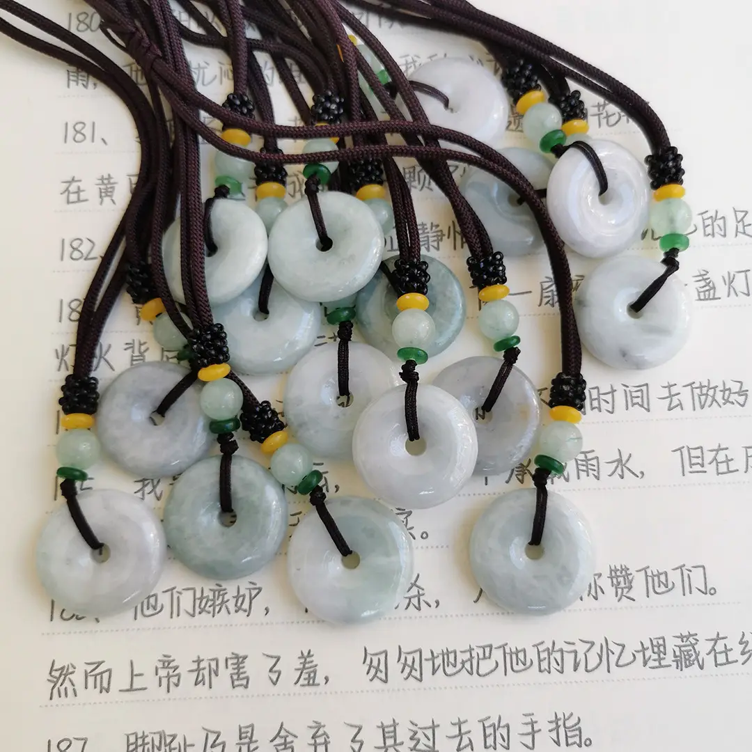 Oil Green Jade Peace Buckle Pendant Necklace - Image 7