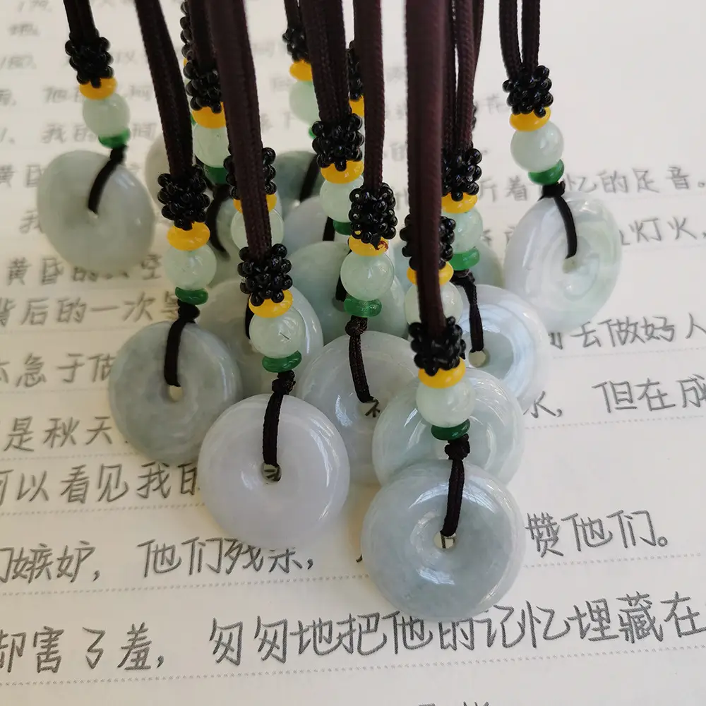 Oil Green Jade Peace Buckle Pendant Necklace - Image 8