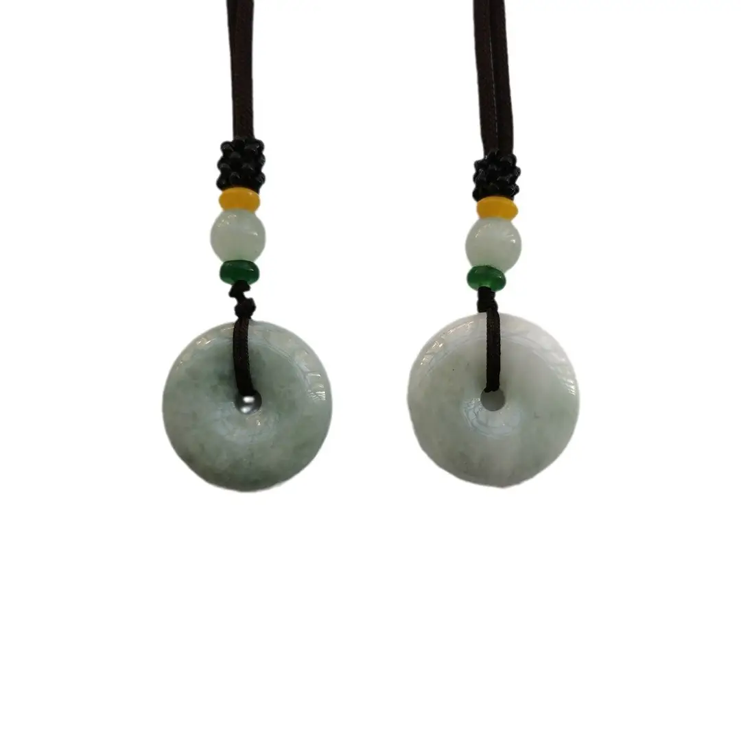 Oil Green Jade Peace Buckle Pendant Necklace - Image 9