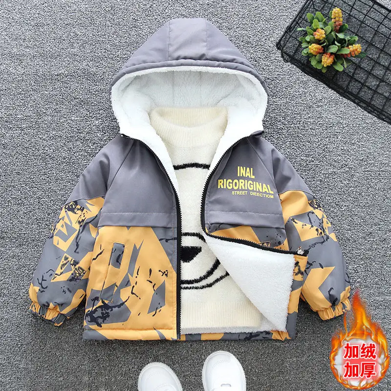 Boys Velvet Jacket Winter Gray Yellow Pattern 2025 - Image 11
