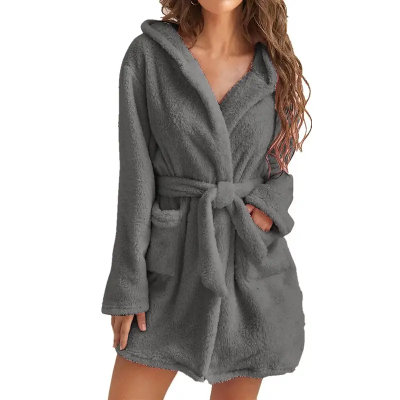 Pink Plush Hooded Cardigan Coat for Women - Image 11