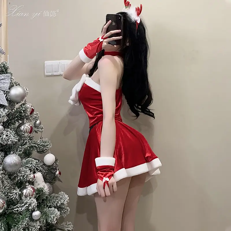 Xian Yi Elk Red Christmas Cos Set Sexy New Year's Gown