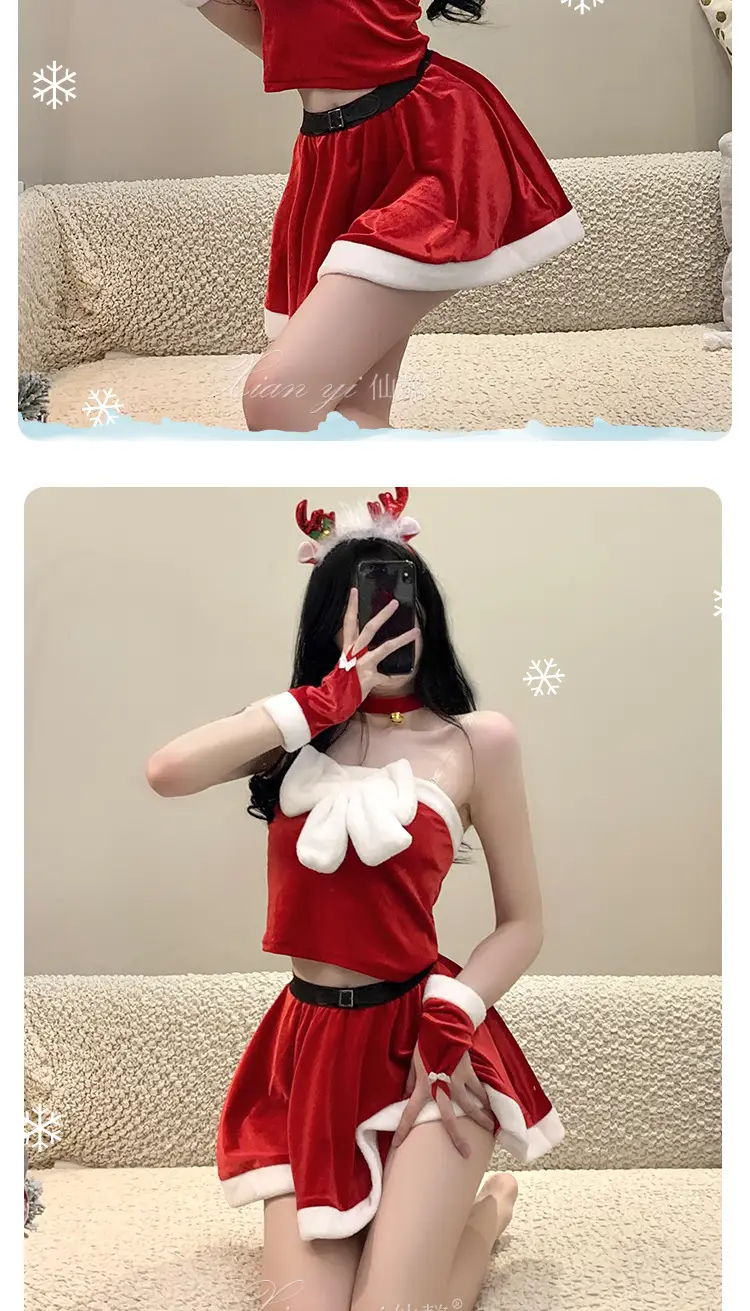 Xian Yi Elk Red Christmas Cos Set Sexy New Year's Gown — feature 11