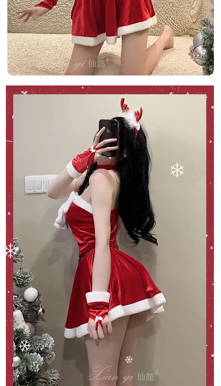 Xian Yi Elk Red Christmas Cos Set Sexy New Year's Gown — feature 9