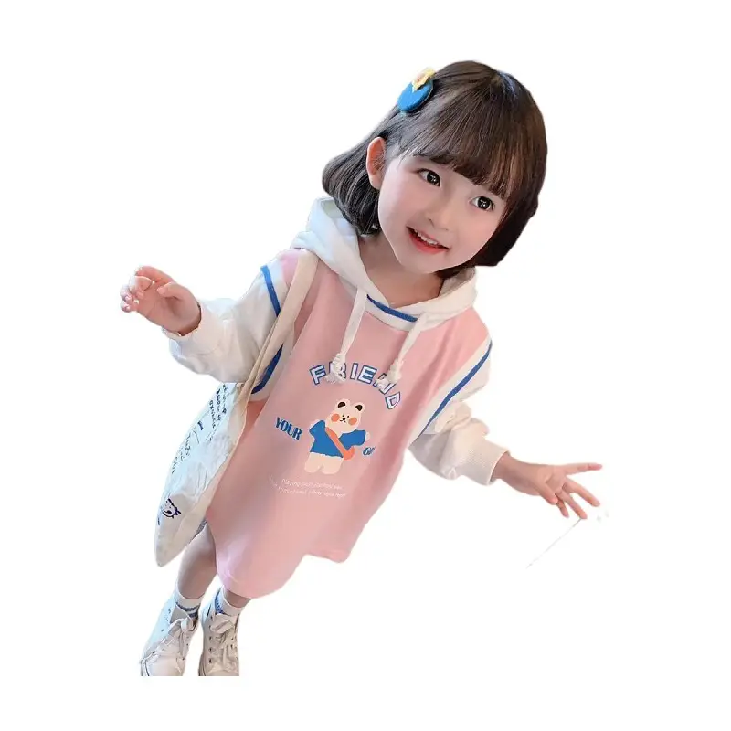 Baby Girl Hooded Sweatshirt Dress Pink Spring Autumn Wear