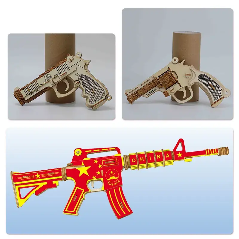 Wooden 3D Puzzle Toy Gun Model Assembly - Image 26