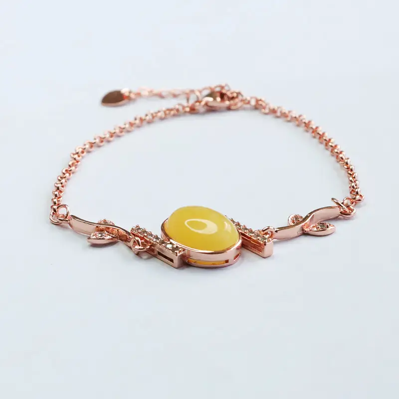 Rose Gold Yellow Amber Bracelet Full Design — feature 4