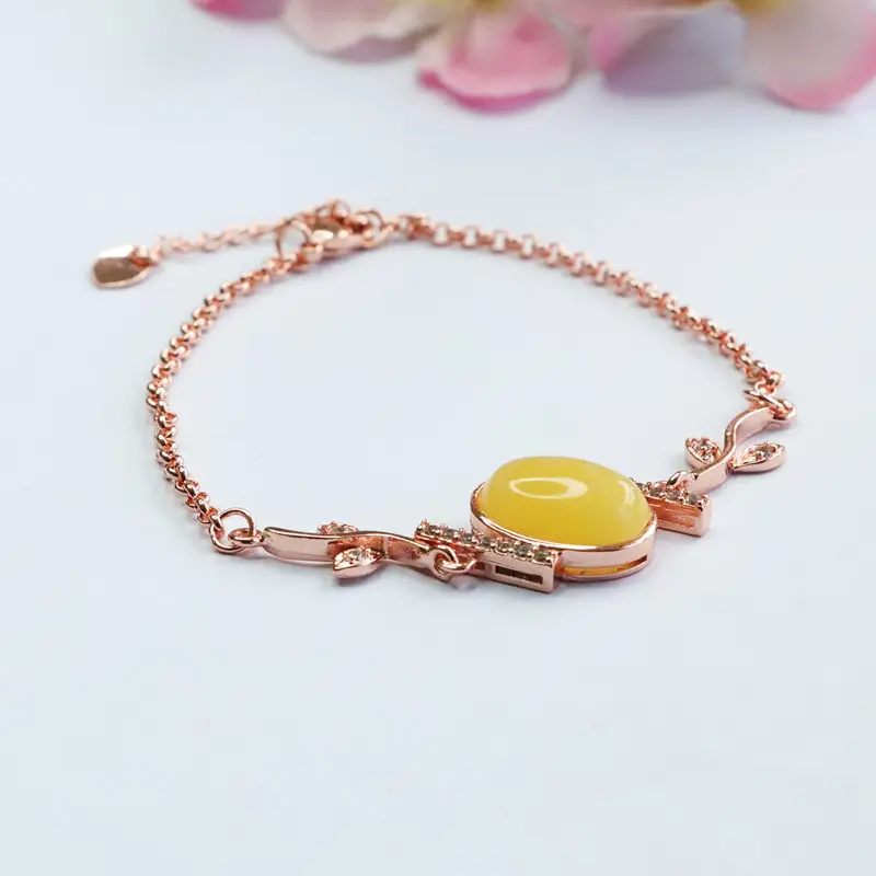 Rose Gold Yellow Amber Bracelet Full Design — feature 6