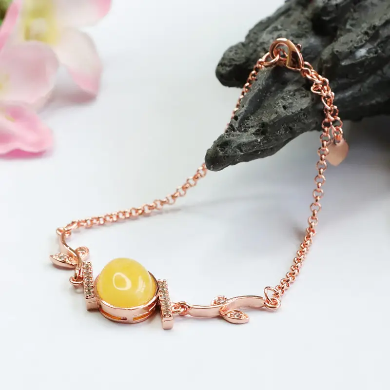 Rose Gold Yellow Amber Bracelet Full Design — feature 10
