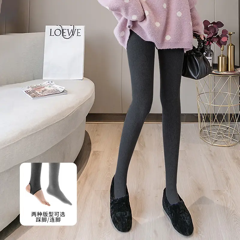 Black Faux Cashmere Leggings Women High Waist Non Slip