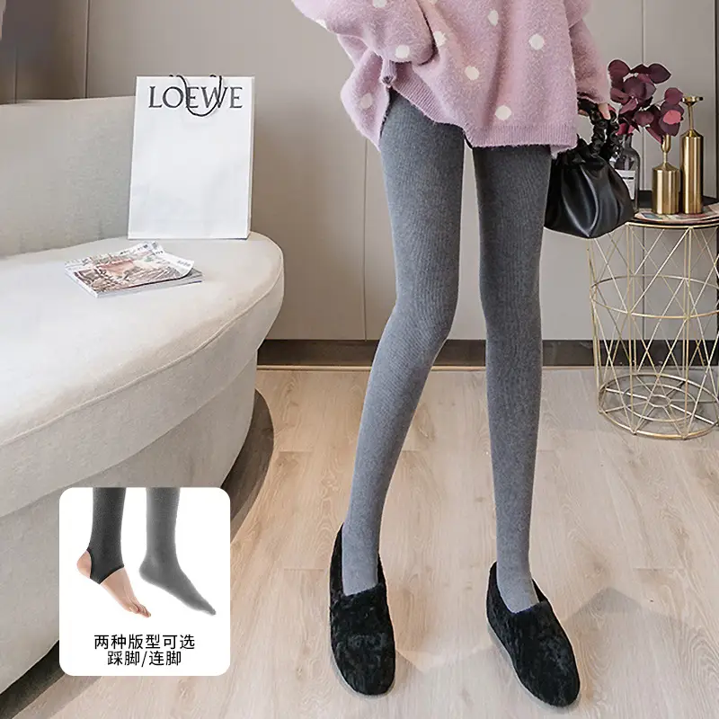 Black Faux Cashmere Leggings Women High Waist Non Slip