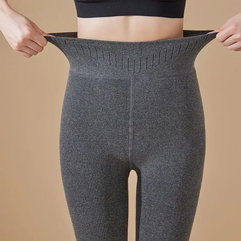 Black Faux Cashmere Leggings Women High Waist Non Slip
