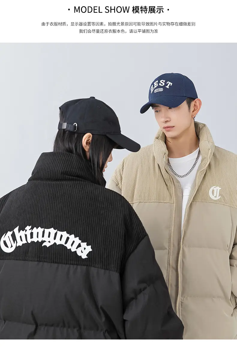 Pink Cotton Padded Jacket for Men with Embroidered Logo — feature 11