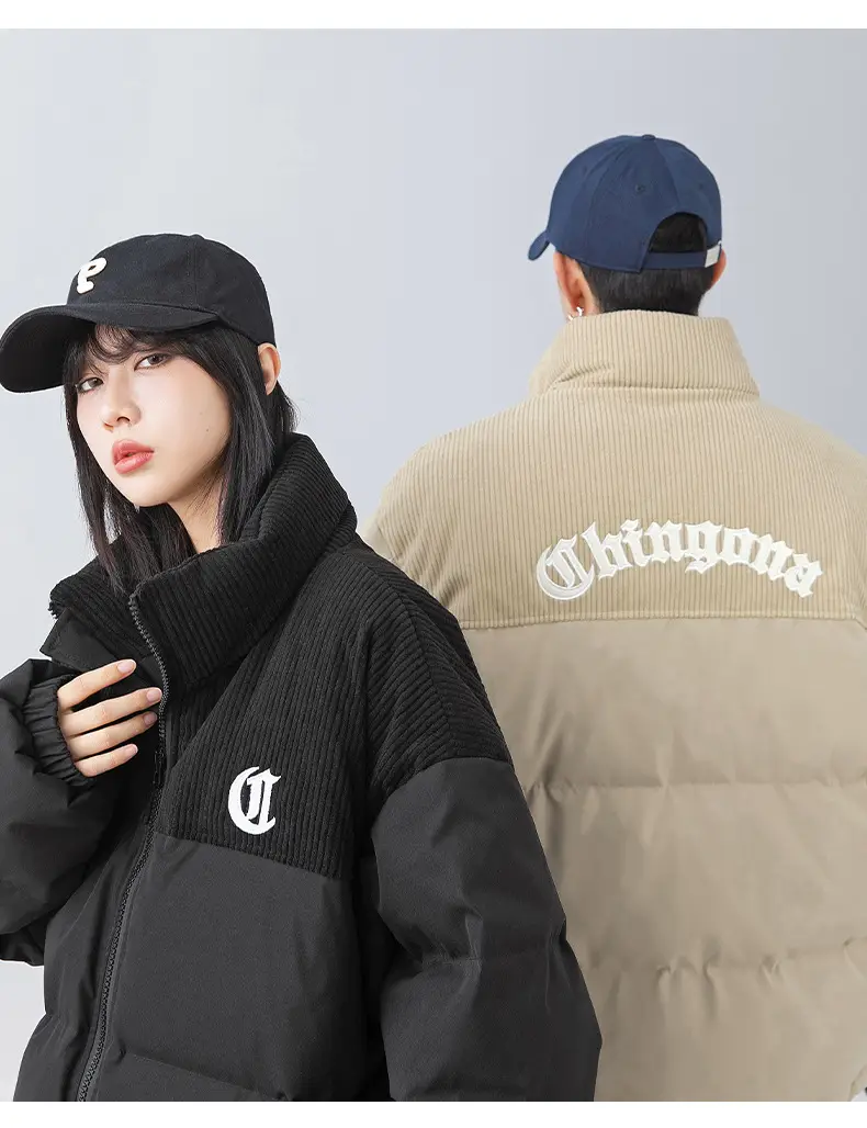 Pink Cotton Padded Jacket for Men with Embroidered Logo — feature 14