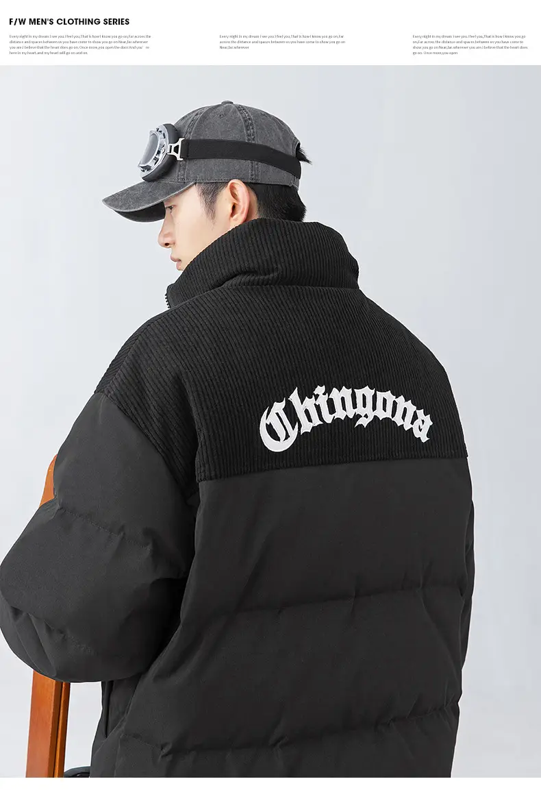 Pink Cotton Padded Jacket for Men with Embroidered Logo — feature 16