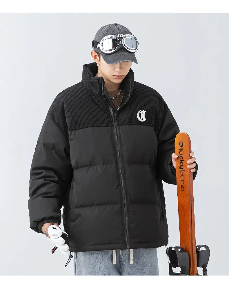 Pink Cotton Padded Jacket for Men with Embroidered Logo — feature 17