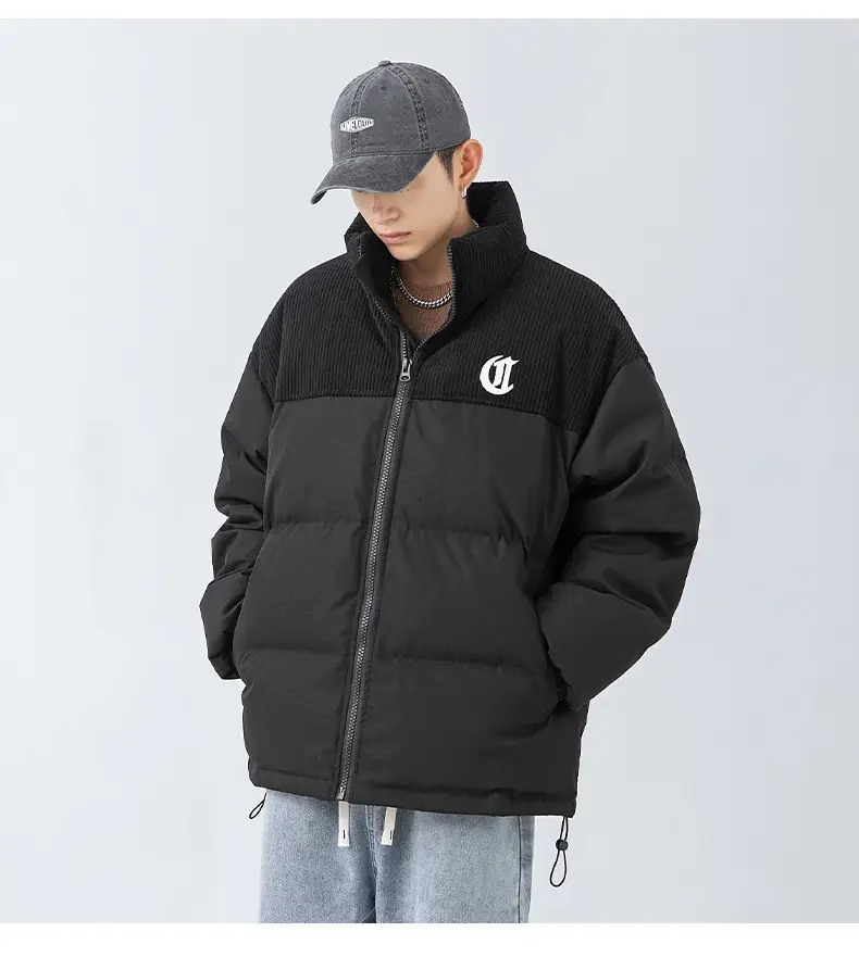 Pink Cotton Padded Jacket for Men with Embroidered Logo — feature 19