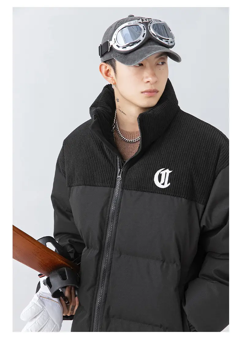 Pink Cotton Padded Jacket for Men with Embroidered Logo — feature 20