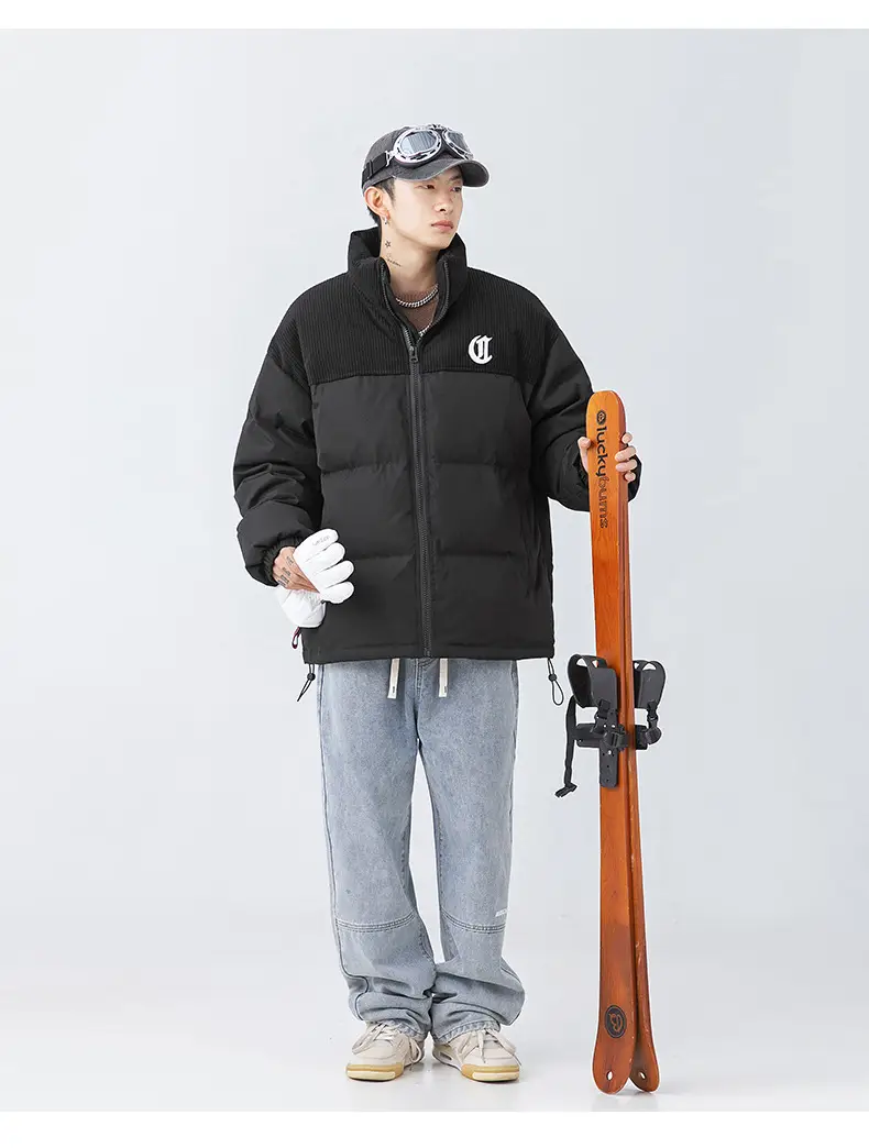Pink Cotton Padded Jacket for Men with Embroidered Logo — feature 21